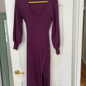 Lulu's Deep Purple Long Sleeve Dress